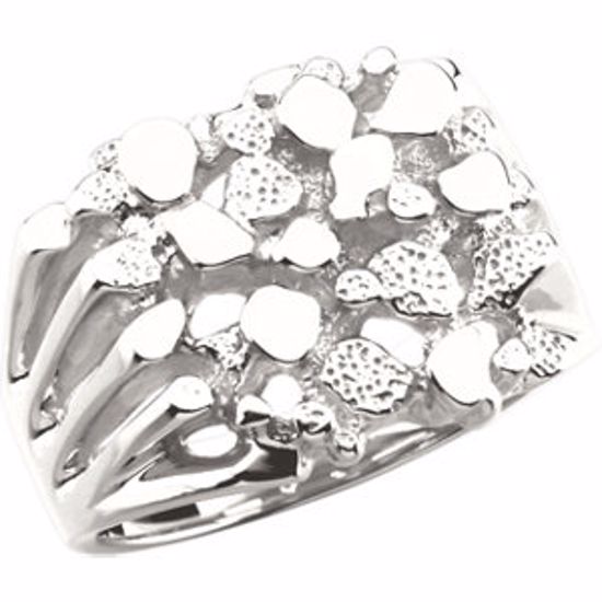 9168:8658:P 10kt White Men's Nugget Ring