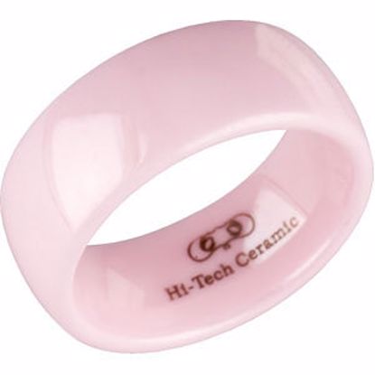 CR011:033:P Pink Ceramic 8mm Domed Band Size 4