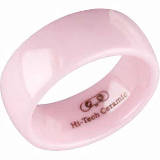 CR011:035:P Pink Ceramic 8mm Domed Band Size 5