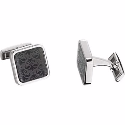 L931:101:P Stainless Steel Fleur-de-lis Cuff Links