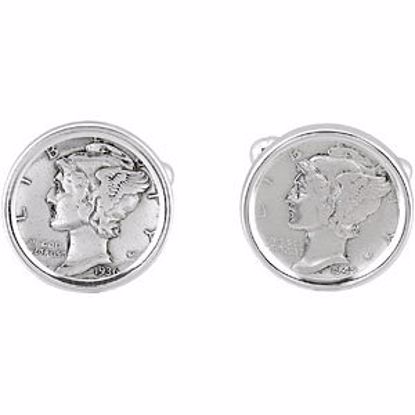 84915:101:P Sterling Silver Mercury Dime Coin Cuff Links