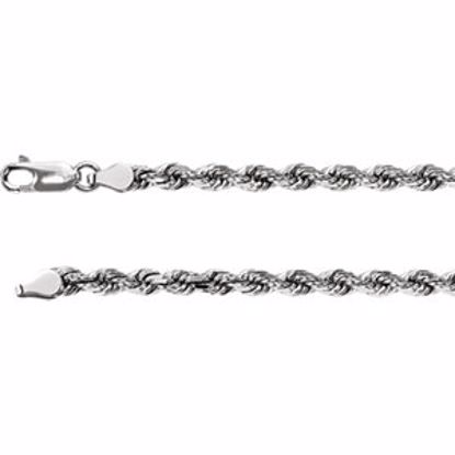 CH946:109:P 14kt White 3.9mm Diamond Cut Rope 7" Chain