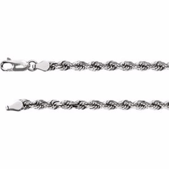 CH946:109:P 14kt White 3.9mm Diamond Cut Rope 7" Chain