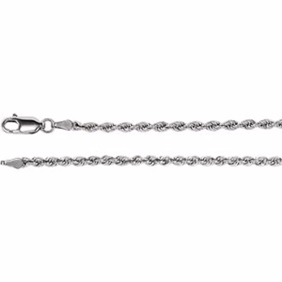 CH955:109:P 14kt White 2.5mm Rope 7" Chain