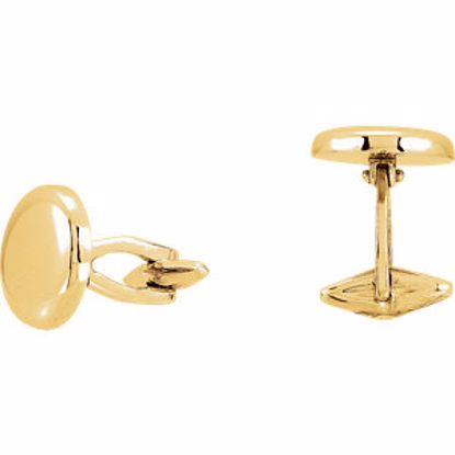 84975:101:P 14kt Yellow 15.9mm Men's Round Shaped Cuff Links