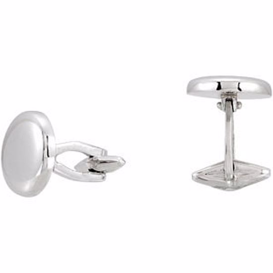 84975:102:P 14kt White 15.9mm Men's Round Shaped Cuff Links