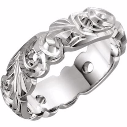 50063:179841:P 14kt White 6mm Hand Engraved Open Work Band Size 10.5