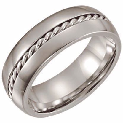 COR104:201:P Cobalt 8mm Band with Sterling Silver Inlay Size 8