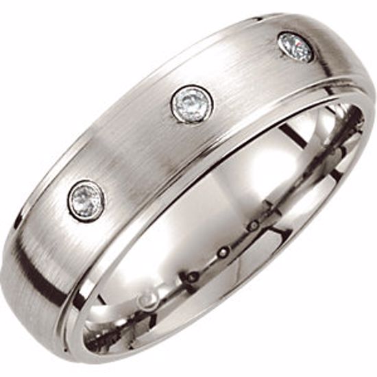 COR108D:204:P Cobalt 7mm 1/10 CTW Diamond Satin Finished Grooved Band Size 9.5