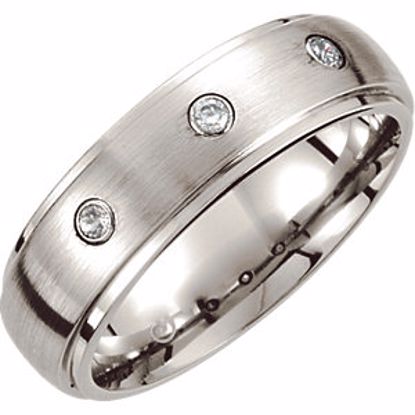 COR108D:209:P Cobalt 7mm 1/10 CTW Diamond Satin Finished Grooved Band Size 12