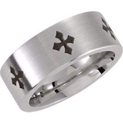 COR109:204:P Cobalt 8mm Black Laser Engraved & Satin Finished Band Size 8.5