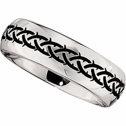 COR115:206:P Cobalt 7mm Band with Black Laser Engraved Braid Design Size 10