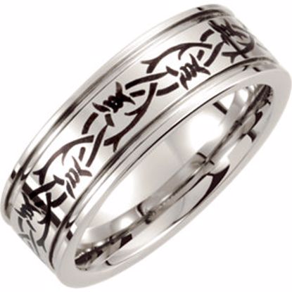 COR122:205:P Cobalt 8mm Black Laser Engraved & Ridged Band Size 10