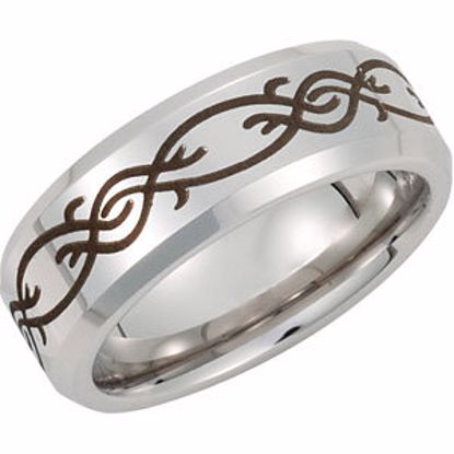 COR124:202:P Cobalt 8mm Black Laser Engraved & Beveled Edge Band Size 8.5