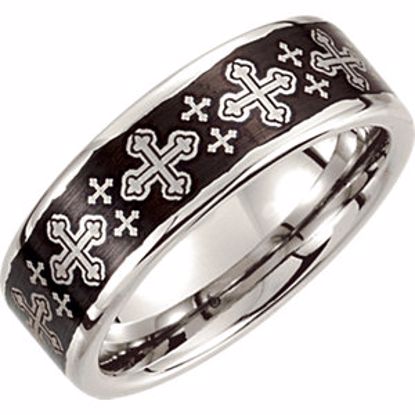 COR127:209:P Cobalt 8mm Black Laser Cross Design Band Size 12