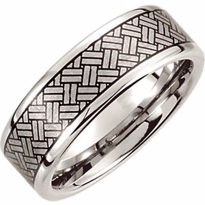 COR128:208:P Cobalt 8mm Black Laser Woven Design Band Size 11.5