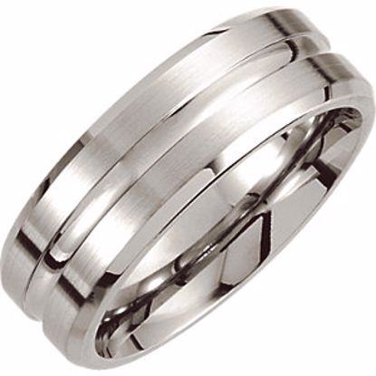 COR129:204:P Cobalt 8mm Grooved & Beveled Edge Band Size 9.5