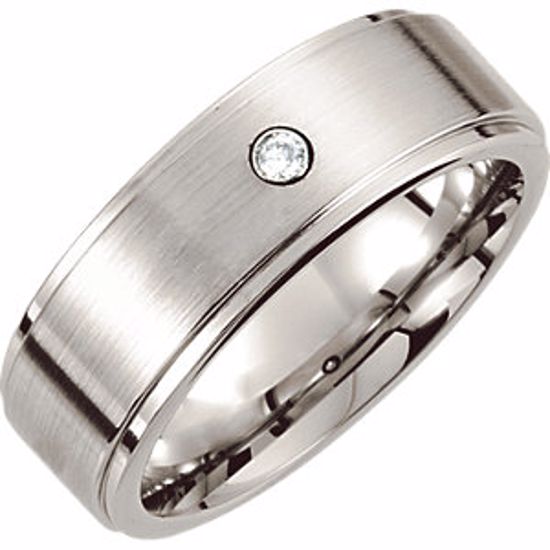 COR130D:209:P Cobalt .05 CTW Diamond Ridged Band with Steel Bezel Size 12