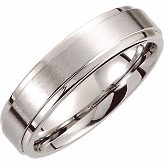 COR132:208:P Cobalt 6mm Satin Finished Ridged Band Size 10.5