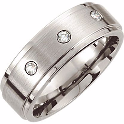 COR137D:201:P Cobalt 8mm .10 CTW Diamond Satin Finish Ridged Band Size 8