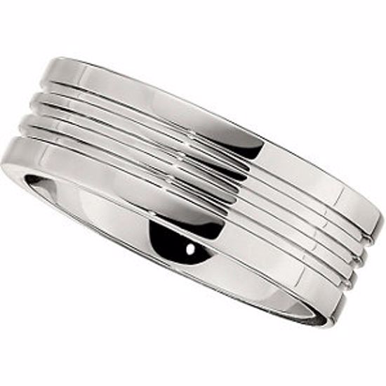 COR158:203:P Cobalt 8mm Flat Grooved Beveled Band Size 9