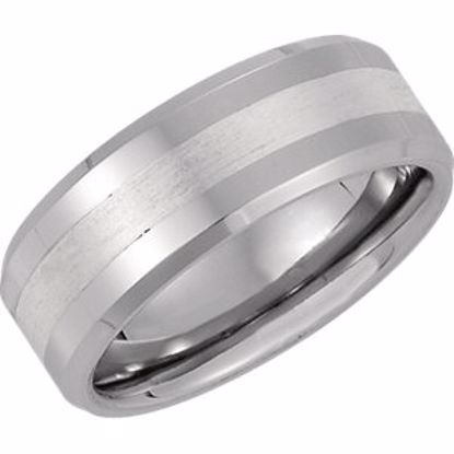COR171:204:P Cobalt 8mm Band with Sterling Silver Inlay Size 8.5