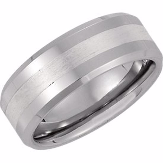 COR171:211:P Cobalt 8mm Band with Sterling Silver Inlay Size 12