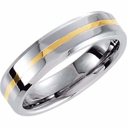 COR173:203:P Cobalt 6mm Beveled Band with 14kt Yellow Inlay Size 8
