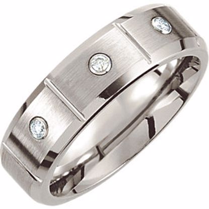 COR182D:205:P Cobalt .10 CTW Diamond Band with Satin Finish & Steel Bezels