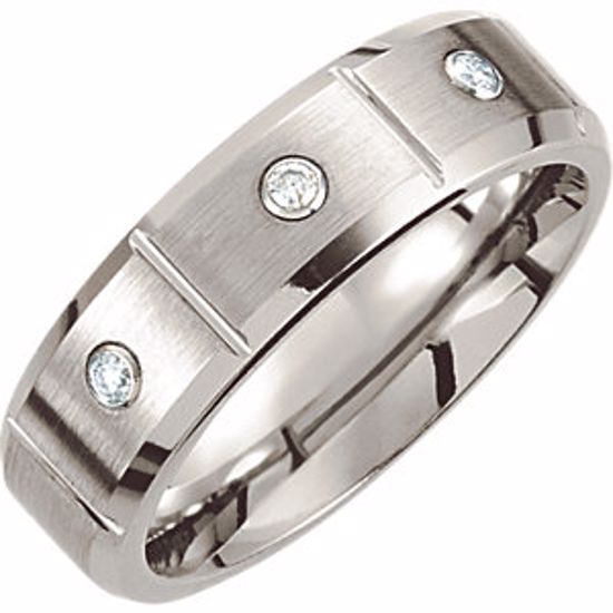 COR182D:206:P Cobalt .10 CTW Diamond Band with Satin Finish & Steel Bezels