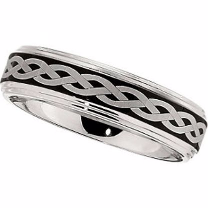 COR139:010:P Cobalt 6mm Band with Black Laser Braid Pattern Size 10
