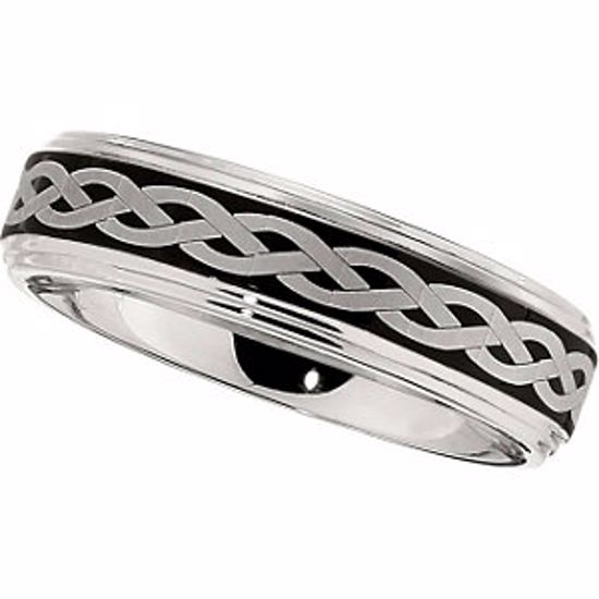 COR139:010:P Cobalt 6mm Band with Black Laser Braid Pattern Size 10
