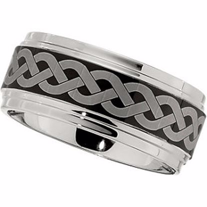 COR141:125:P Cobalt 10mm Band with Black Laser Braid Pattern Size 12.5