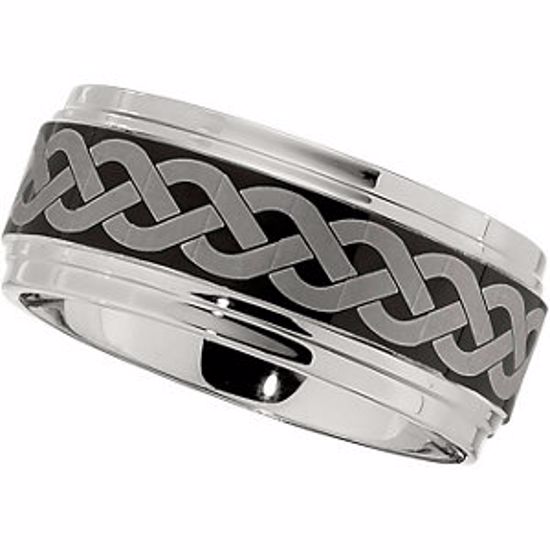 COR141:013:P Cobalt 10mm Band with Black Laser Braid Pattern Size 13