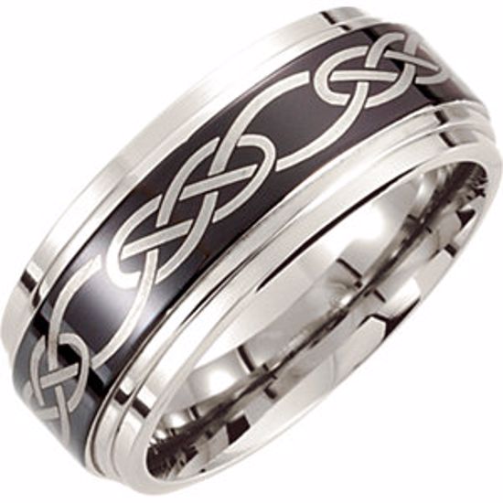 COR147:105:P Cobalt 10mmm Black Laser Design Band Size 10.5