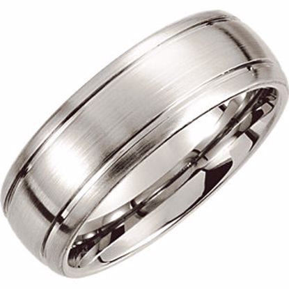 COR149:080:P Cobalt 8mm Slightly Domed Round Edge Band with Satin Finish & Grooves Size 8
