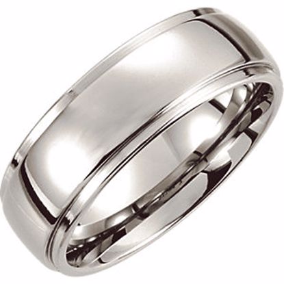 COR153:013:P Cobalt 8mm Ridged Slightly Domed Band Size 13