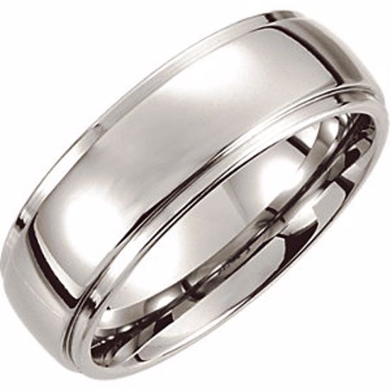 COR153:014:P Cobalt 8mm Ridged Slightly Domed Band Size 14