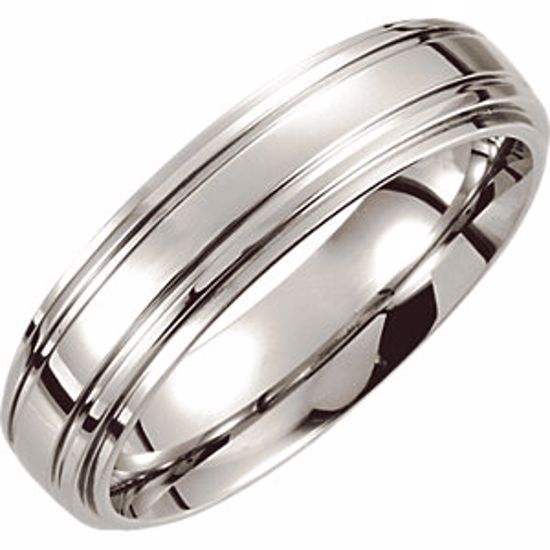 COR155:090:P Cobalt 6mm Double Ridged Band Size 9