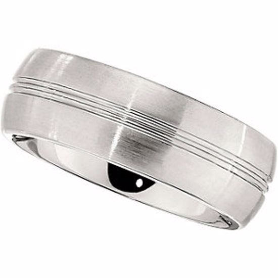 COR179:080:P Cobalt 8mm Slightly Domed Band with Satin Finish & Grooves Size 8