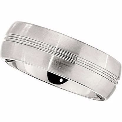 COR179:125:P Cobalt 8mm Slightly Domed Band with Satin Finish & Grooves Size 12.5