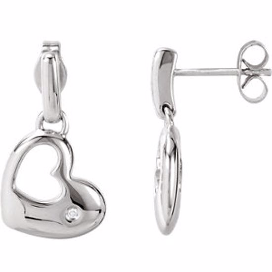 68533:311:P .015 CTW Diamond Heart Dangle Earrings