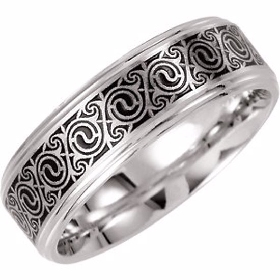 50975:110:P 14kt White 7mm Comfort-Fit 7mm Enamel Band Size Size 8.5