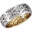 50981:118:P 14kt White & Yellow 8mm Laser Pierced BandSize 12.5
