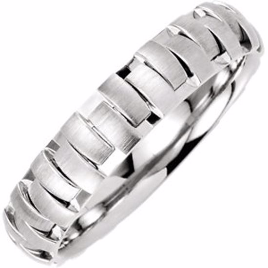 50984:229:P 14kt White 5mm Patterned Band Size 7