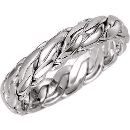 50986:416:P 14kt White 5mm Hand-Woven Band Size 6.5
