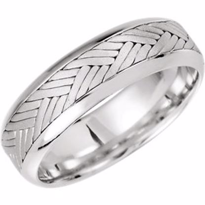 50989:703:P 14kt White 7mm Hand Woven Comfort Fit Band