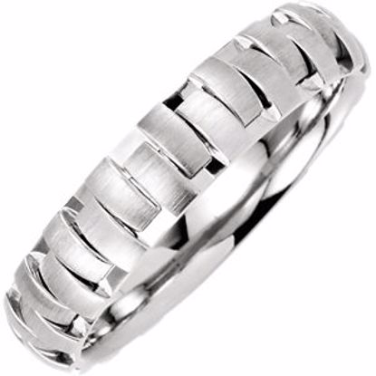 50984:236:P 14kt White 5mm Patterned Band Size 10.5