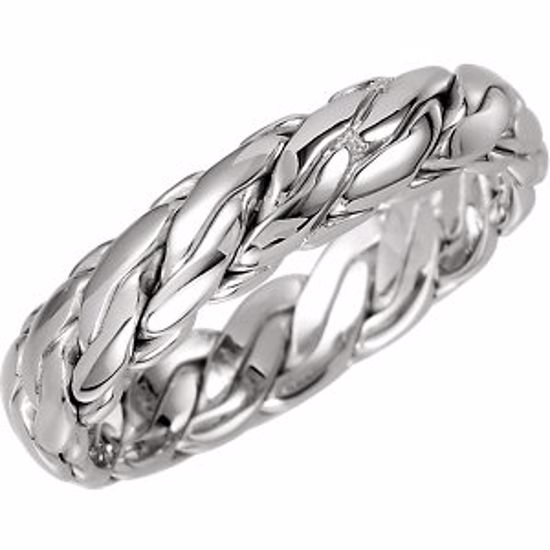 50986:429:P 14kt White 5mm Hand-Woven Band Size 13