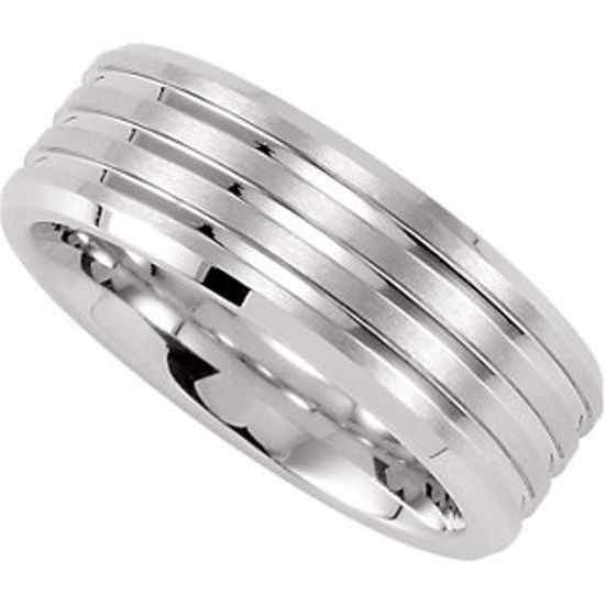 COR213:010:P Cobalt 6mm Beveled Band with Satin Finish & Grooves Size 10